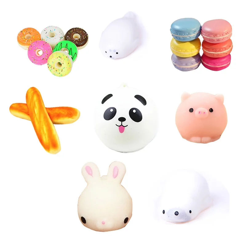 

Slow Rising Carms Straps Anti-stress Toys Mini Donut Panda Rabbit Pig French Baguettes Seal Lions Chocolate Sweet Roll