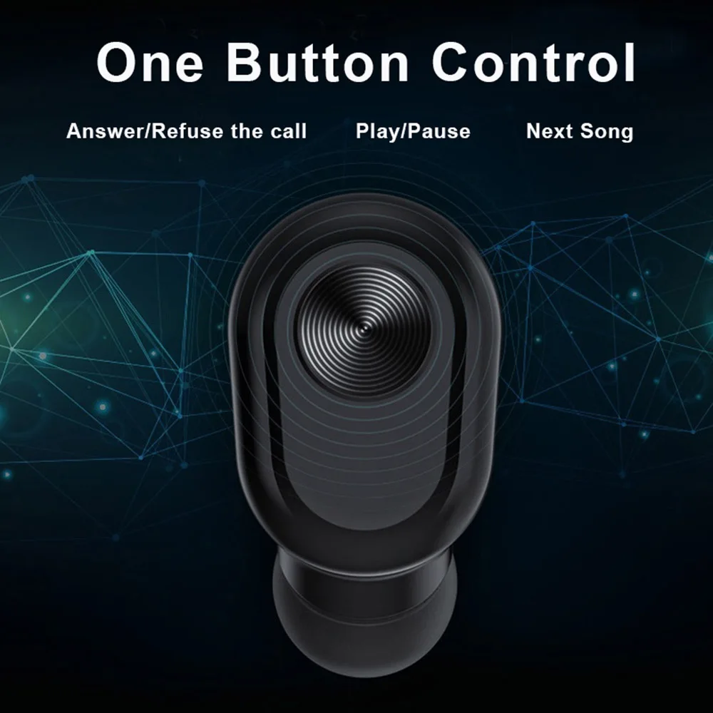 Одиночный бизнес Bluetooth мини стерео беспроводные наушники с 1200 мАч зарядная