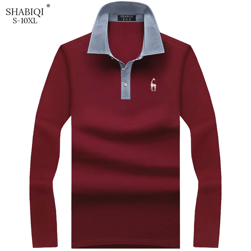 Мужская рубашка-поло SHABIQI Однотонная с длинным рукавом Camisa повседневная