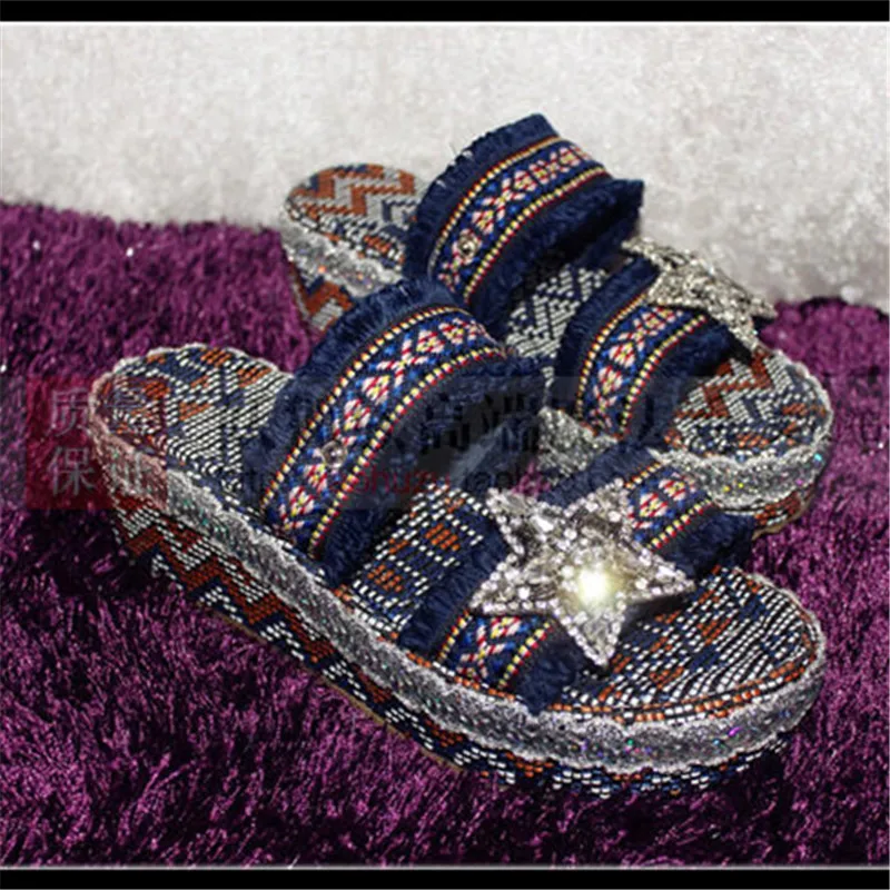 Bling Звезды Обувь Девушки Тапочки Женщин Платформы Летние Женские Туфли Плоские