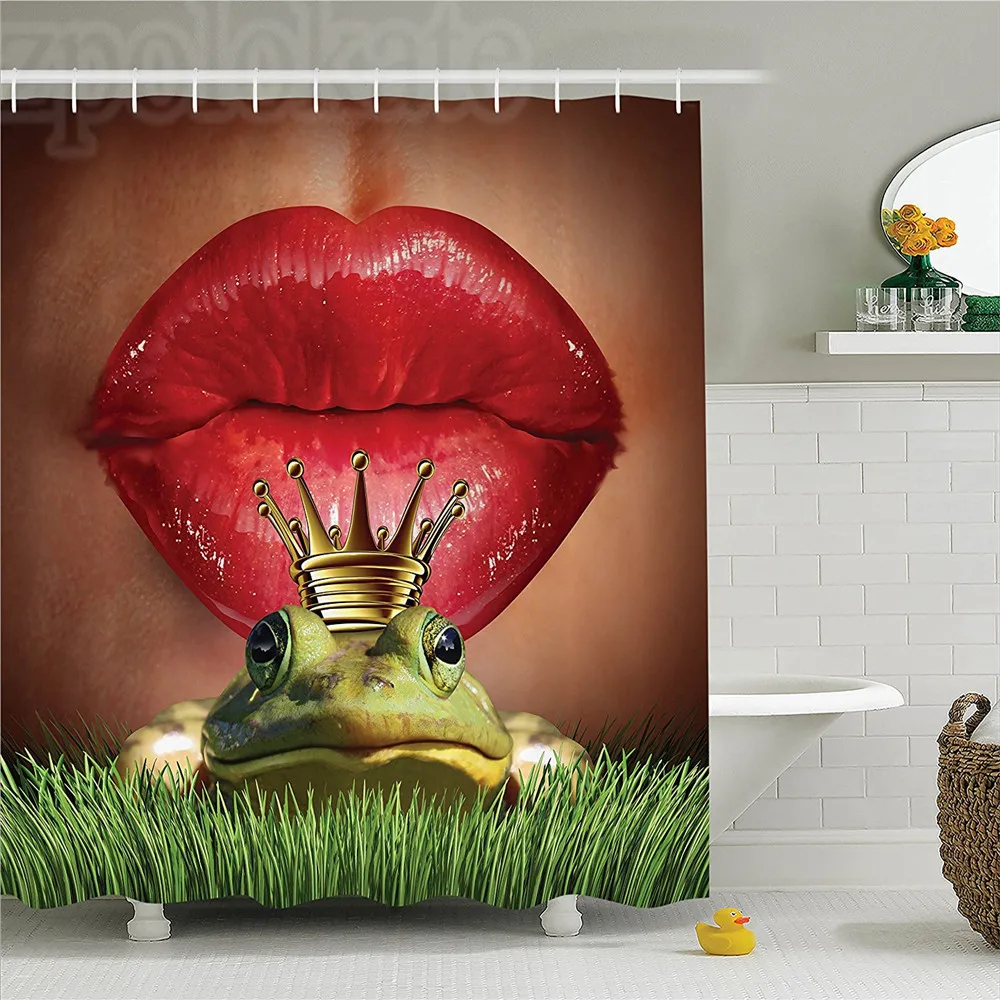 Декор с животными душевая занавеска в комплекте леди найти ее Лягушка принц