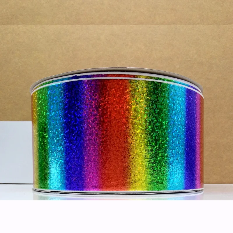 

Free shipping 50 yard rainbow rainbow hologram ribbon printed grosgrain ribbon
