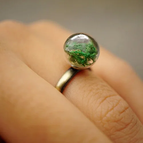 Moss with bronze 3 шт 16 мм стеклянный пузырь Одуванчик семя кольцо стеклянный глобус-бутылка кольца зеленый мох кольца для женщин подарок для нее - Цвет основного камня: Moss with bronze