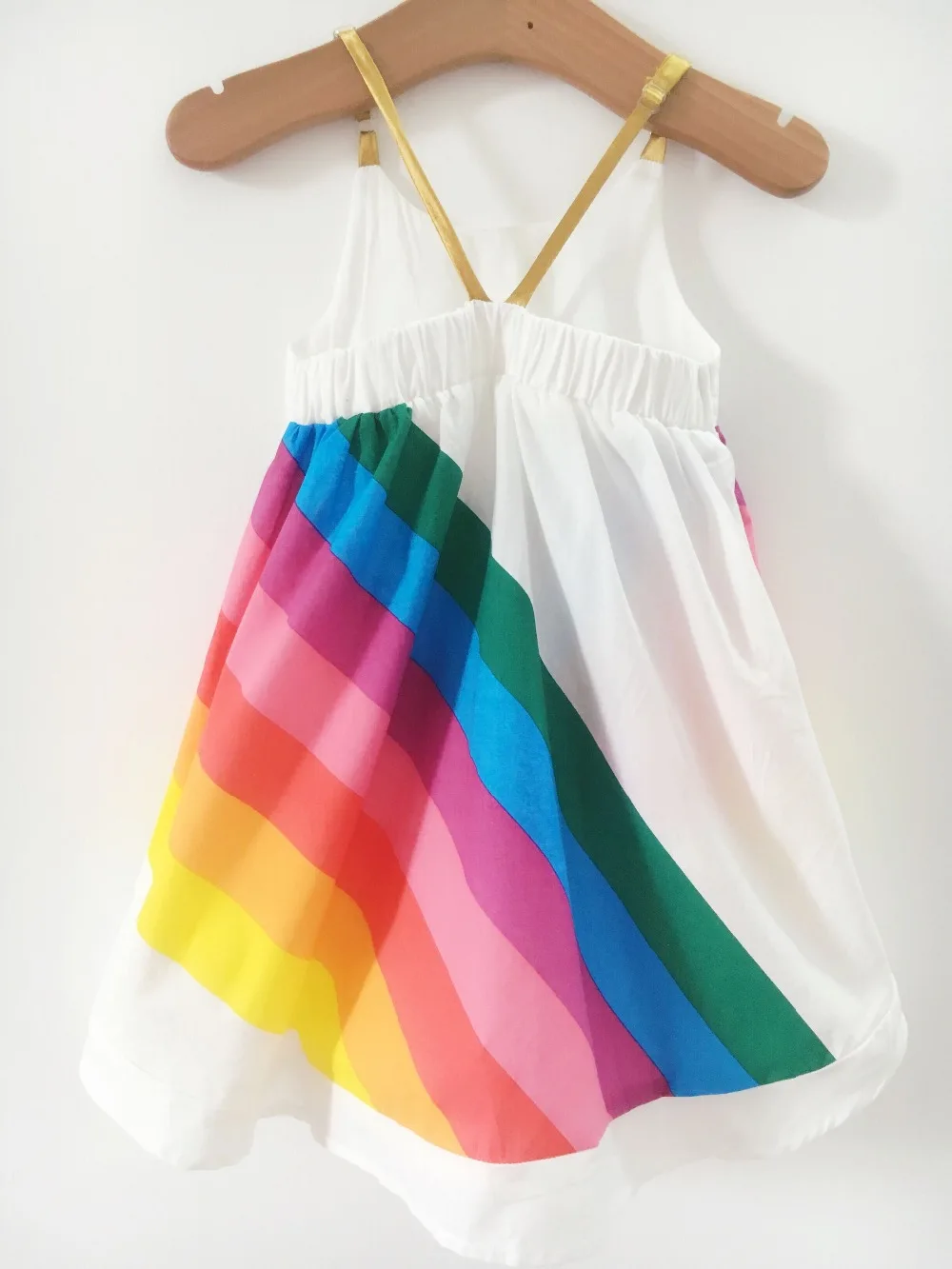 2020 New Girls Princess Dress Rainbow Printed Sling Children Clothes Fashion Baby Summer Party | Детская одежда и обувь