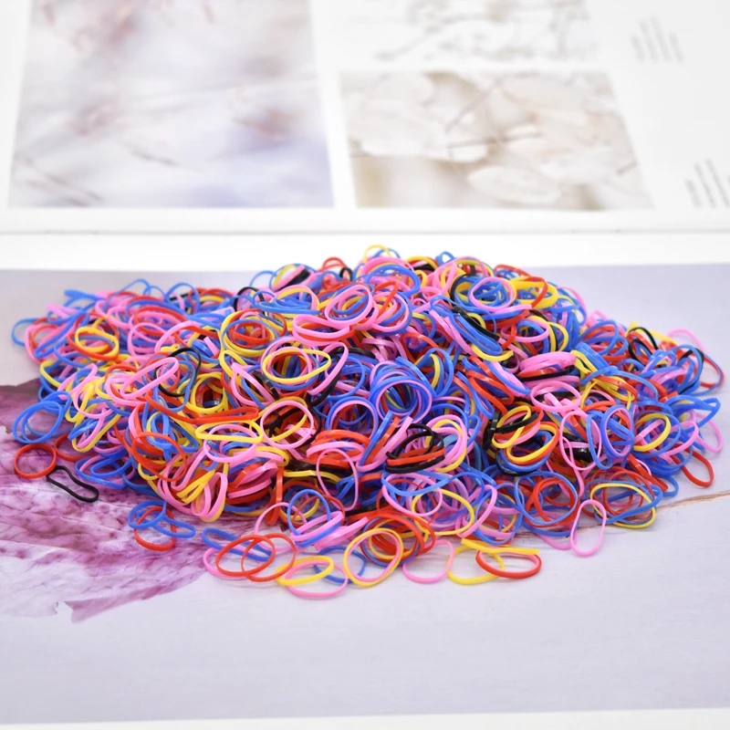 1000PCS Cute Girls Colourful Ring Disposable Elastic Hair Bands Ponytail Holder Rubber Band Scrunchies Kids Accessories | Аксессуары для
