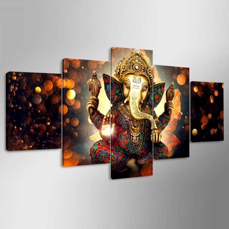 

Canvas Painting Wall Art Home Decor For Living Room HD Prints 5 Pieces Elephant Trunk God Modular Poster Ganesha Pictures