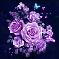 5d diamond embroidery diy square full diamond purple rose flower butterflies picture diamond painting cross stitch home decals
