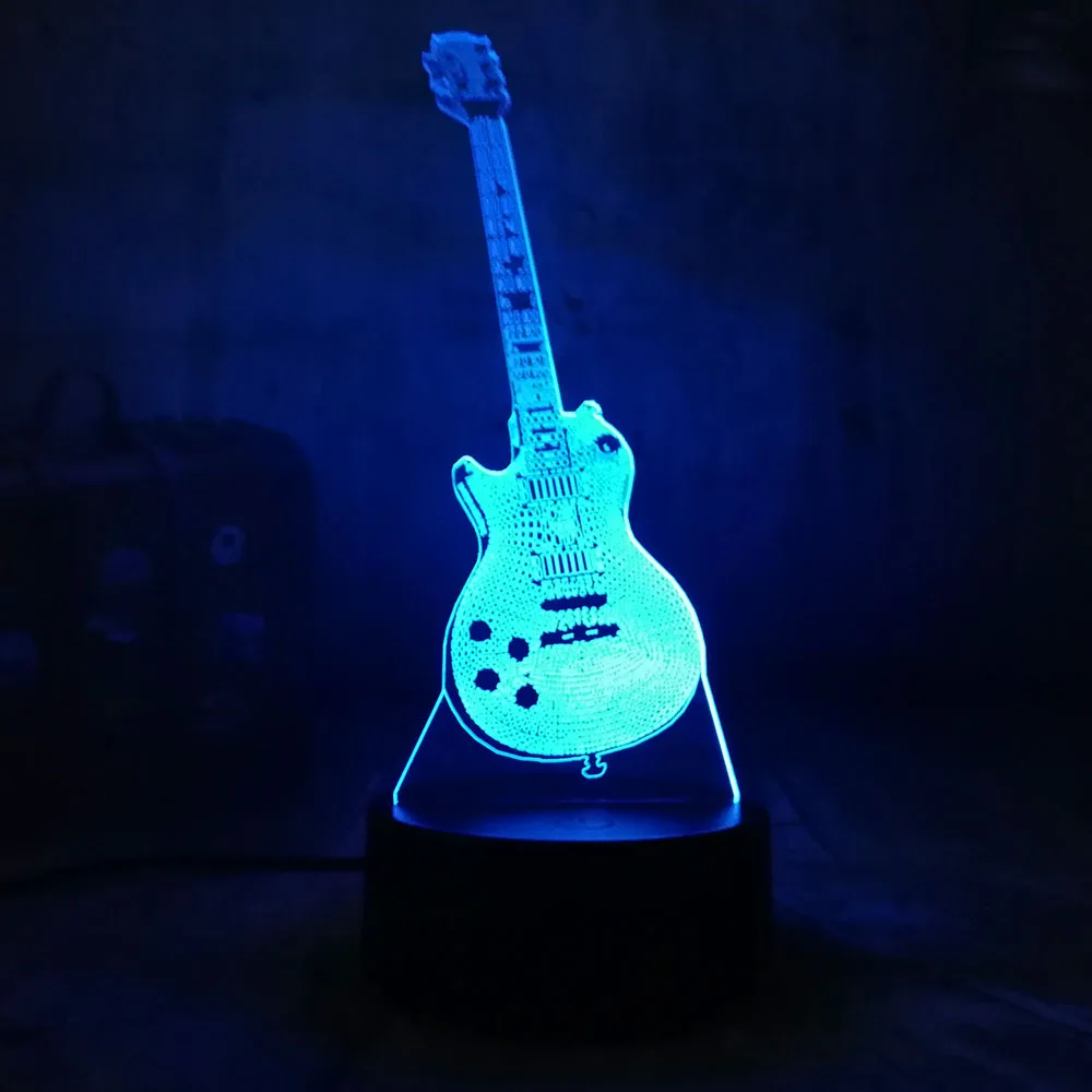 Новый Amroe бас гитара 3D RGB светодиодный ночной Светильник Multi Цвет творческий 7