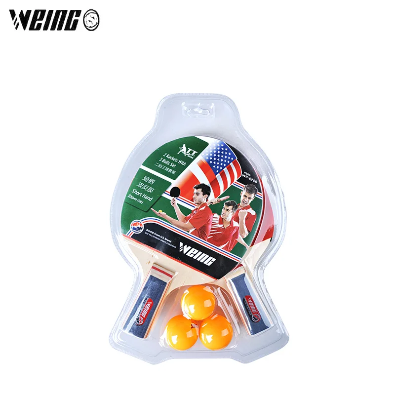 WEING 2PC Fish type Table Tennis Racket Straight grip Rubber Professional short handle Ping Pong Rackets Set | Спорт и развлечения