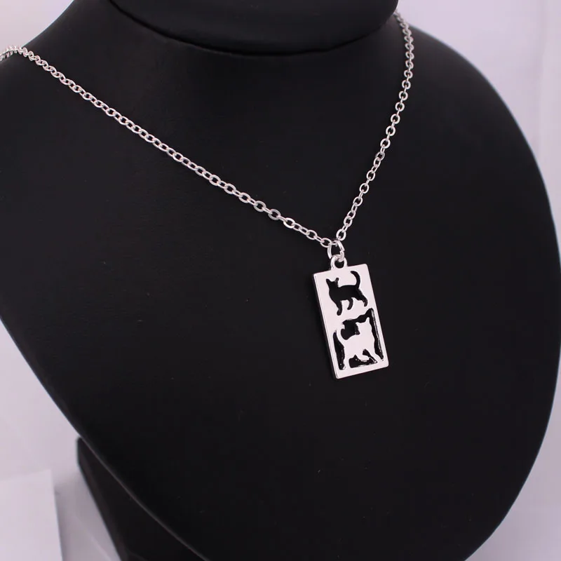 

hzew cute two cat pendant necklace animal cat necklaces cat lover gift