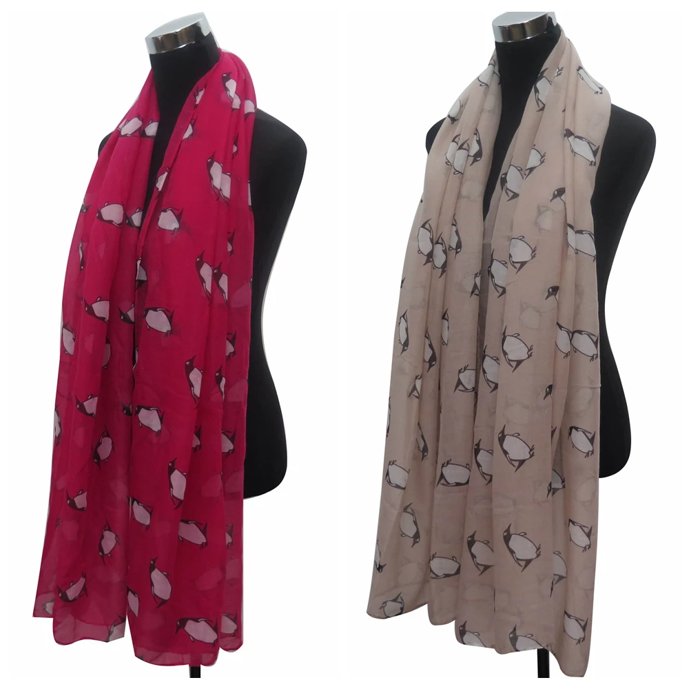 Милый принт пингвина шарф шаль обернуть шарфы женские аксессуары Бесплатная