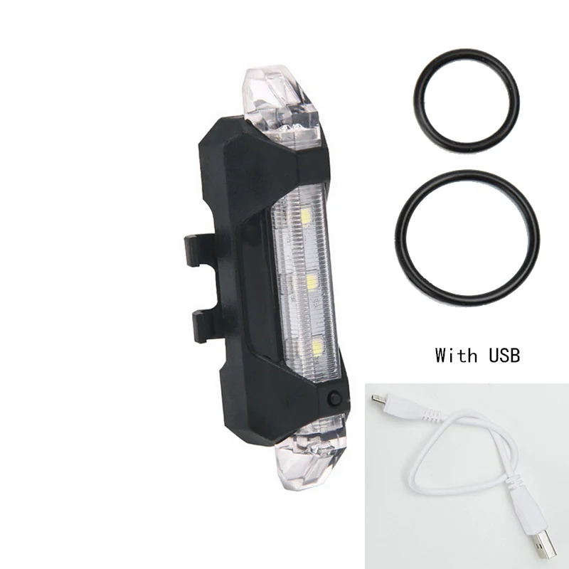 White with USB USB Перезаряжаемые Велосипедные фары или Батарея Стиль хвост светильник заднее защитное Предупреждение Портативный светодиодный велосипед светильник для велосипедный фонарь яркий - Цвет: White with USB