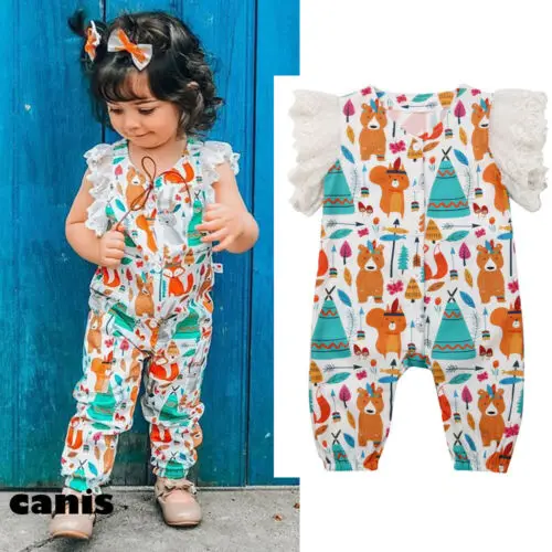 1-5T Toddler Animal Romper Infant Baby Girl Clothes Tops Summer Newborn Jumpsuit Beach Casual Long Pants | Детская одежда и обувь