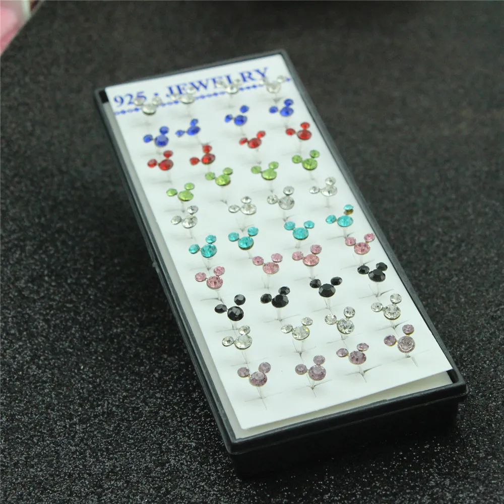 40 шт. женские серебряные серьги-гвоздики с кристаллами | Украшения и аксессуары