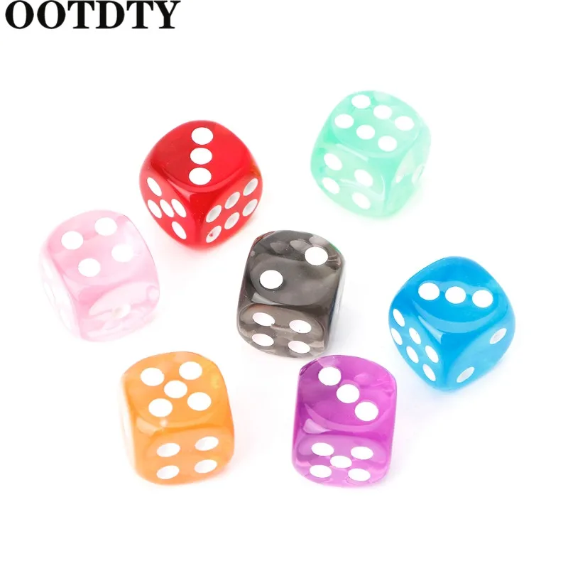 

OOTDTY 10pcs Six Sided 15mm Transparent Cube Round Corner Portable Table Playing Games Dices Beads