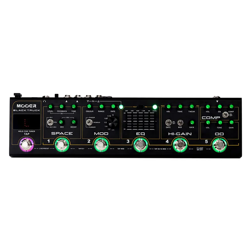 Original MOOER BLACK TRUCK Guitar pedal 6 effects pedals built into 1 simple unit Built-in precision guitar tuner Stereo outputs