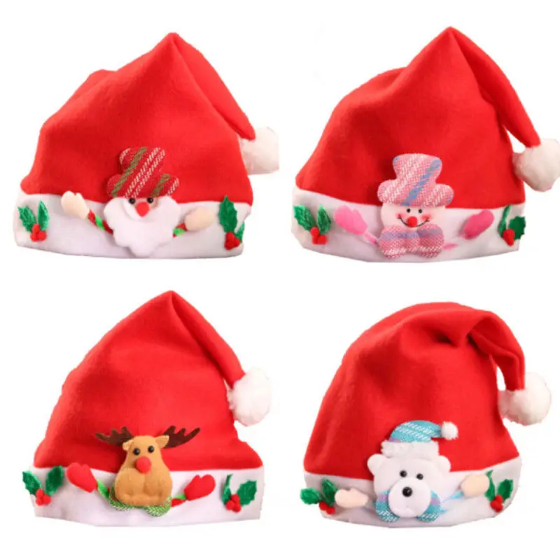 Kids 4 Styles Cute 1PC Xmas Hat Toddler Christmas Wrap Holiday Decor Festival Gifts Cartoon 2-8T | Детская одежда и обувь