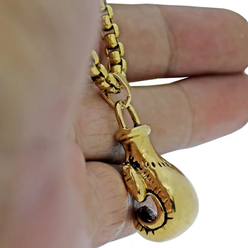 Boxing Glove Pendant Gold Color Fight Strength Necklace Jewelry Stainless Steel Fighter Trainer Gift 23'' | Украшения и