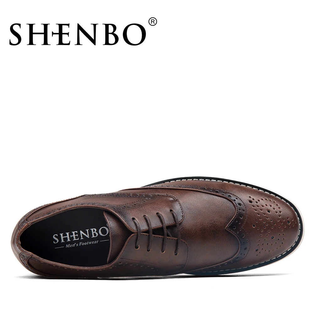Бренд shenbo модные броги Для мужчин Оксфорд Повседневное туфли оксфорды для Модные