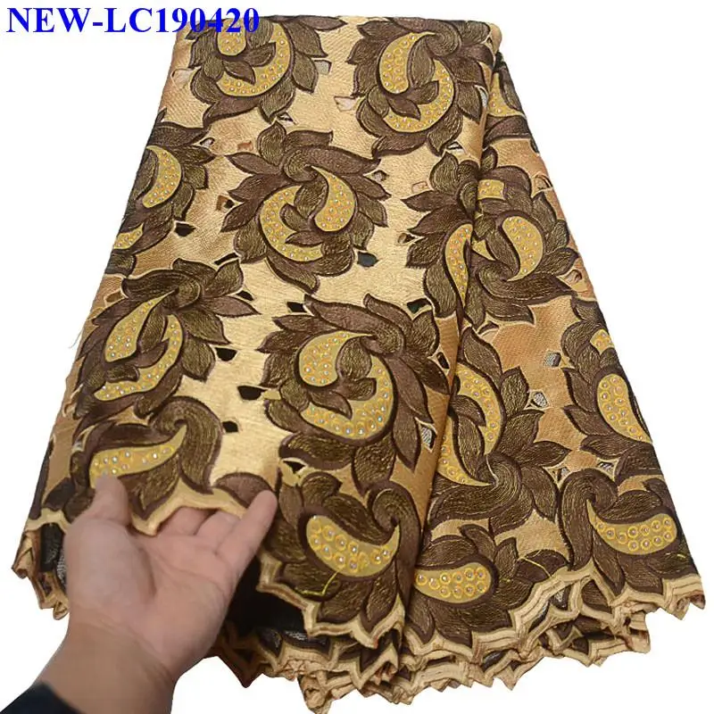 2019 африканская швейцарская вуаль кружевная ткань высокого качества желтого