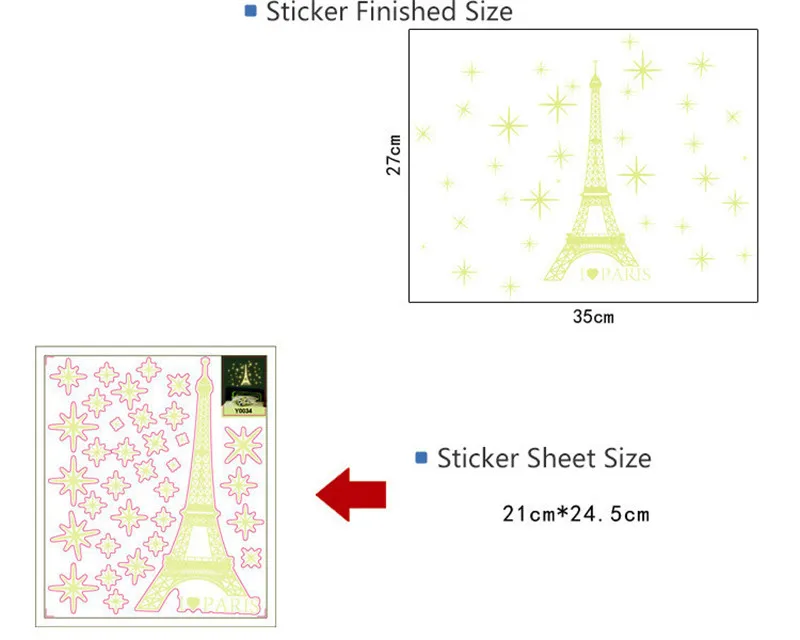 Творческий DIY светится в темноте светящийся Париж Эйфелева башня наклейки на