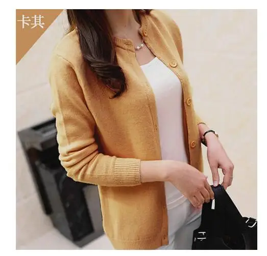 2016 New Autumn Winter Women Long Sleeve O-Neck Candy Colors Cardigan Sweater Cotton Casual Sweaters Slim Tops Jacket