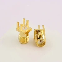 100pcs sma female jack 1 6mm spacing edge solder adapter pcb straight mount rf connector gold plated