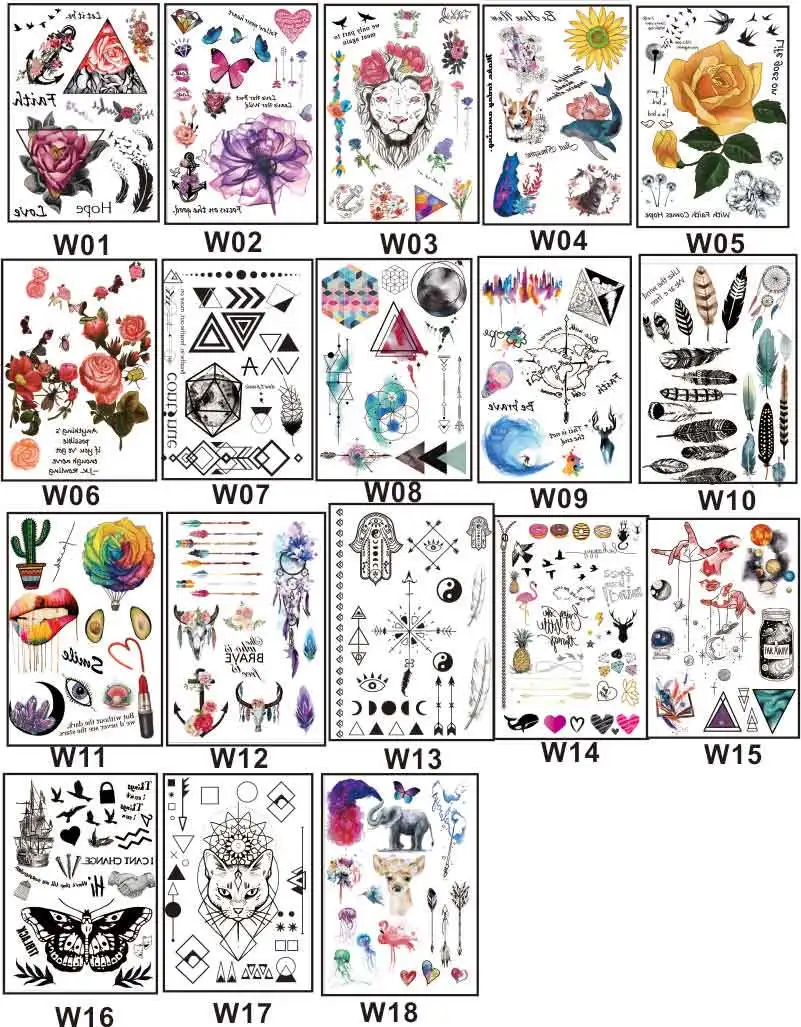 18 шт. на ваш выбор 2017 новейшая Акварельная Геометрическая Флора временная