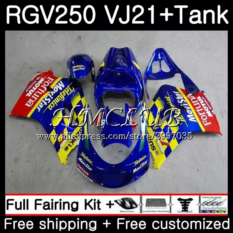

Body Hot Movistar +Tank For SUZUKI VJ21 VJ22 VJ23 RGV250 1988 1989 41HC.11 RGV-250 VJ 21 22 23 SAPC RGV 250 88 89 Fairing kit