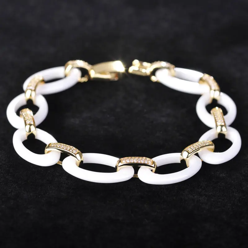 Элегантный из белой керамики браслеты на запястье в виде золотого цвета
