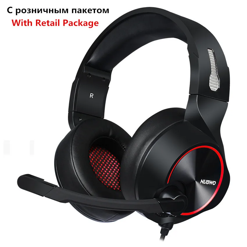 Nubwo N11 PC игровая гарнитура USB 7,1 объемные стерео наушники с микрофоном светодиодный светильник для компьютера ноутбука бас шлем - Цвет: Red Retail Box