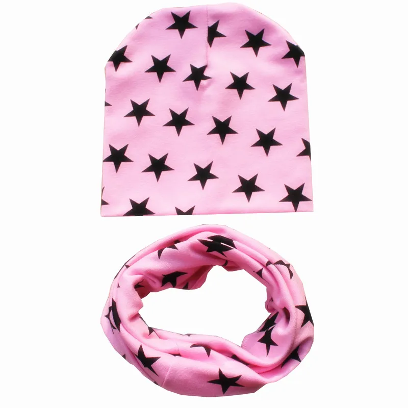 pink star Новая звезда сплошной Стиль Детские наборы шарф шапка вязаная крючком Детская шапка воротники осень зима теплая девочка мальчик шапка ребенок дети набор шапки и шарфа - Цвет: pink star