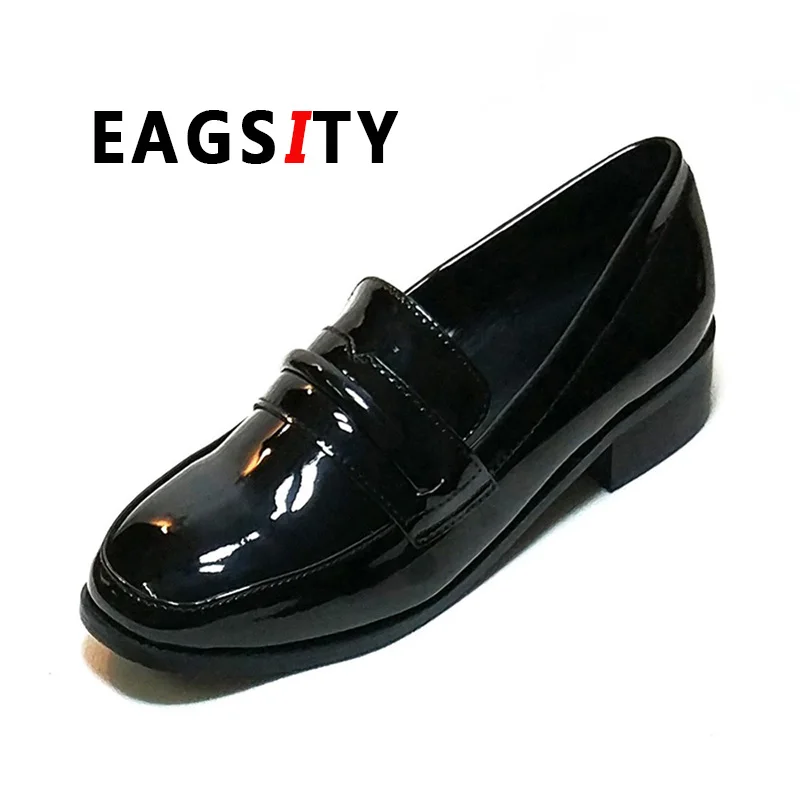 EAGSITY/Пенни лоферы Женская обувь без застежки с квадратным носком Женские