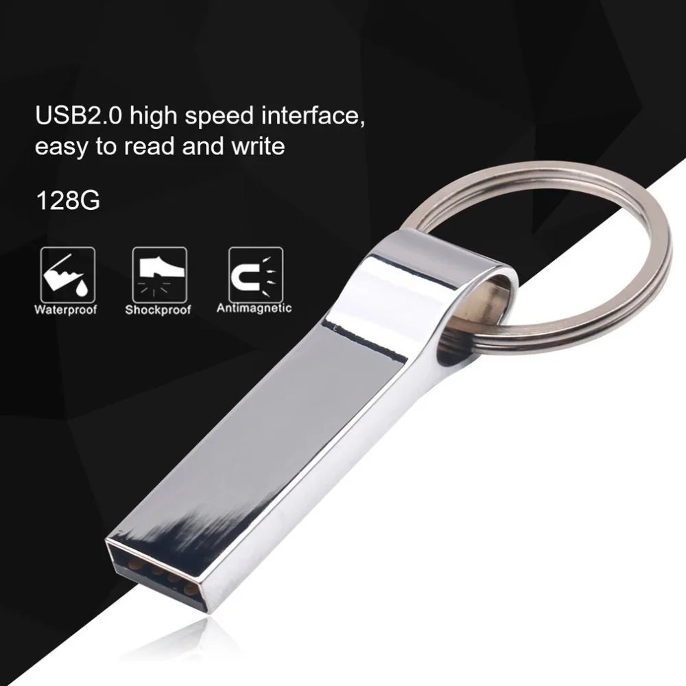 Креативный USB флэш-накопитель 128G портативный внешний накопитель памяти водонепроницаемый пылезащитный u-диск с кольцом для ключей