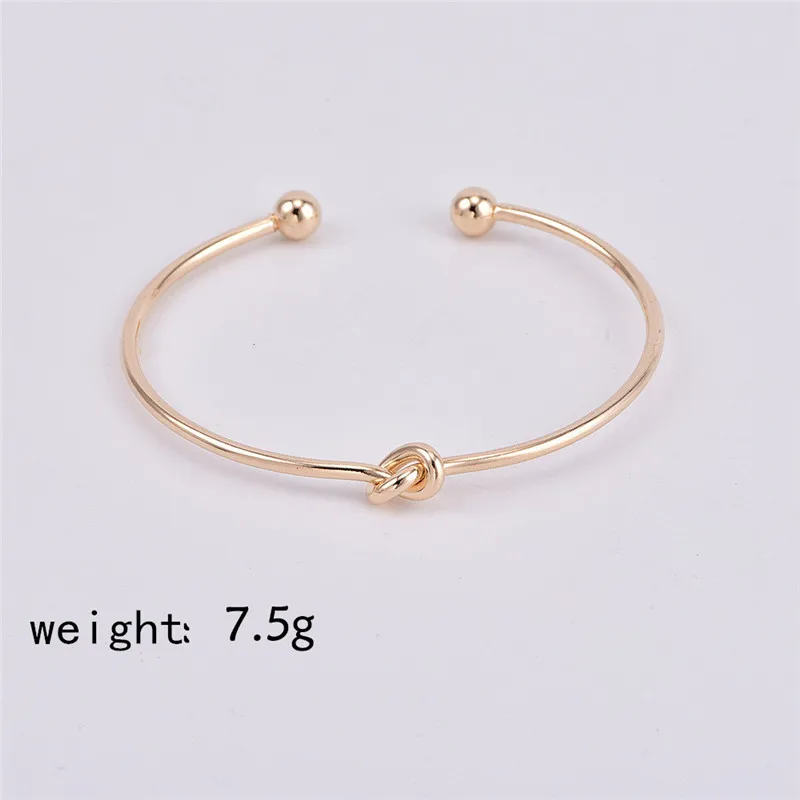 

2pcs/set Vintage Gold Color Cuff Bracelet Bangles for Women Simple Knot Arrow Open Charm Bracelets for Women Jewelry