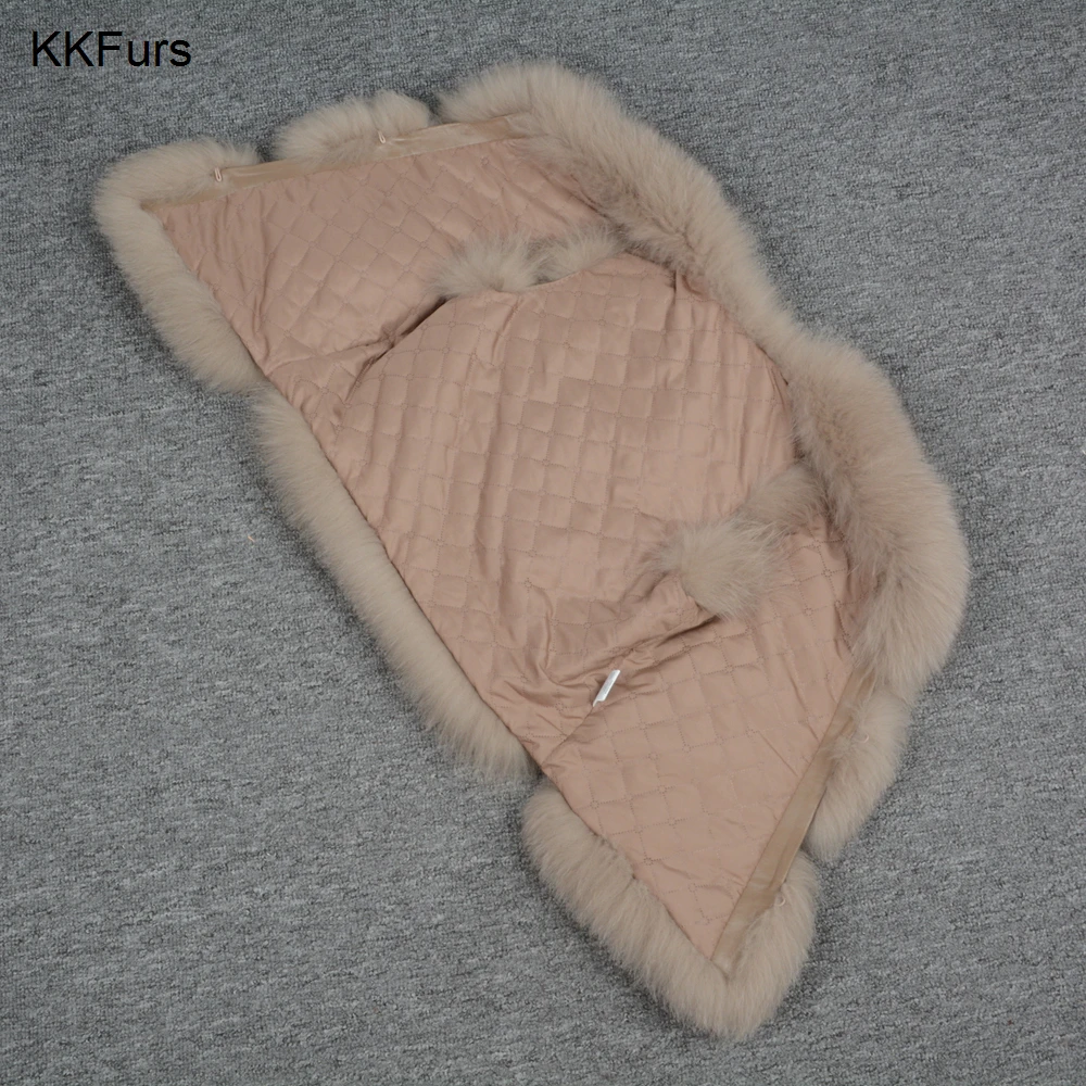 JKKFURS Новое поступление женские жилеты из натурального Лисьего меха высокого качества женские модные стильные жилеты из натурального меха 3 ряда куртки S7162