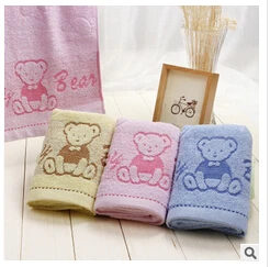 

10 pcs/lot 33*74cm Universal Cartoon Embroidered Towel Bear Cotton Wash Cloth Hand Face Winnie Bath yellow pink blue Washcloth