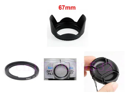 4 in 1 67mm Lens Hood + Filter Adapter Ring lens cap and Kenko UV filter for SX1 SX10 IS SX20 SX30 SX40 SX50 | Электроника
