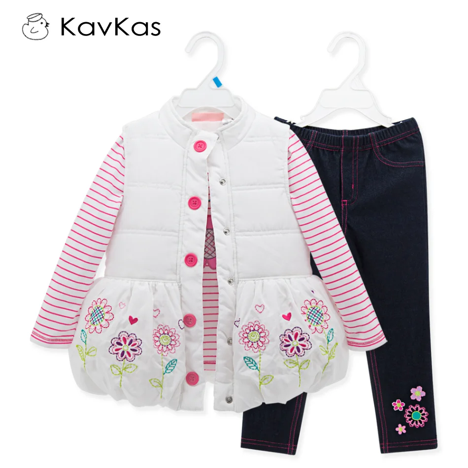 Kavkas/Одежда для девочек Roupas Infantis Menino Комплекты осенней одежды Детская зимняя