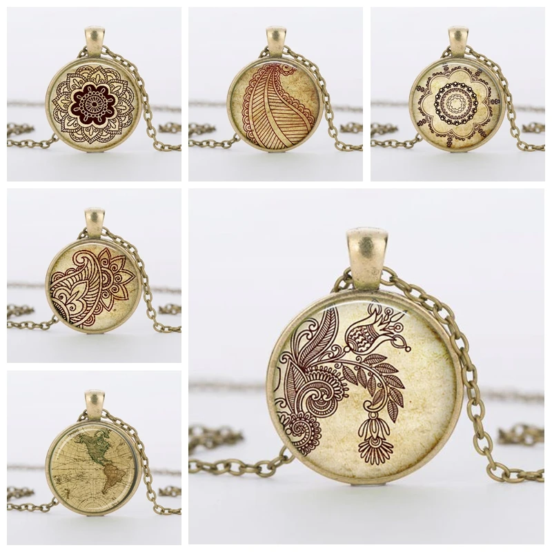 SUTEYI винтажные стеклянные подвески с кабошоном подвеска для йоги татуировка из