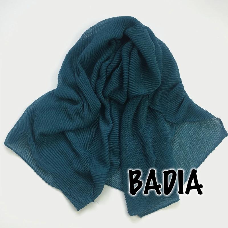 Женский модный однотонный хиджаб плиссированный длинный шарф из вискозы в