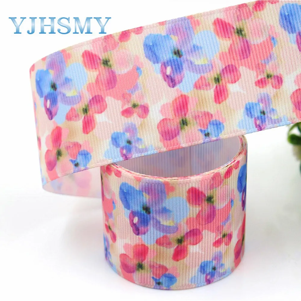 YJHSMY I-19411-936 38mm 5yards cartoon flower Thermal transfer Printed grosgrain Ribbons bow cap DIY accessories decorations | Дом и сад