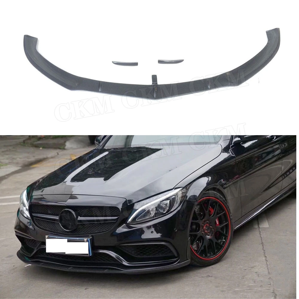 Передний спойлер из углеродного волокна с боковыми пластинами для Benz W205 C205 C63 C63s