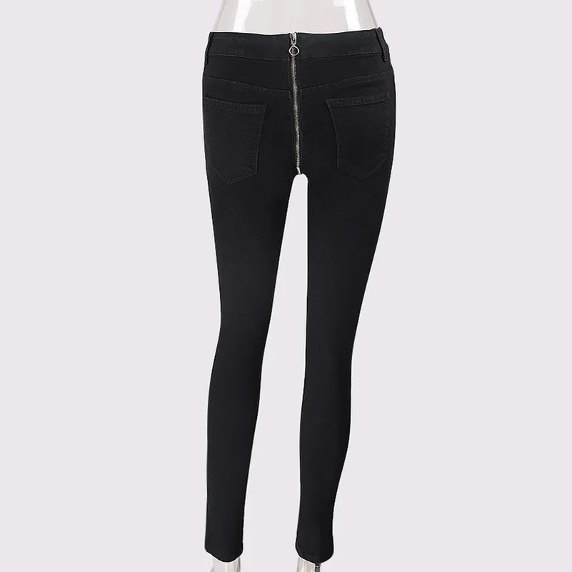 Factory Source Sales 2019 New Style High-q Zipper Elastic Fabic Material Black Blue Hot Sale Sexy Streetwear Female Pants Jeans |