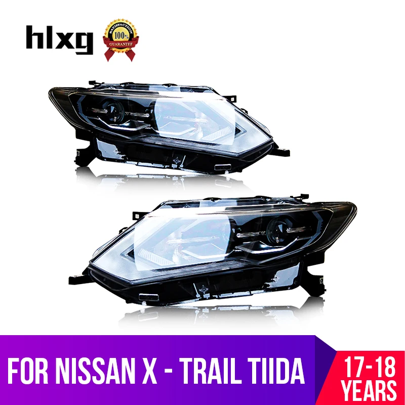 Hlxg 2 шт автомобилей Стиль светодиодный фары для Nissan X Trail TIIDA 2017 2018 фара DRL фар тяга