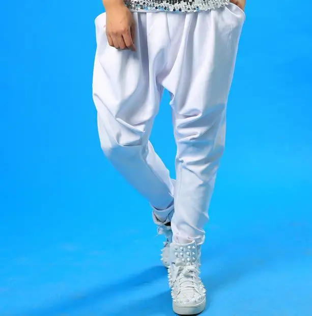 White 1 fashion Harem pants men's clothing trousers personalized pants costumes singers Original design Customizable 2XL