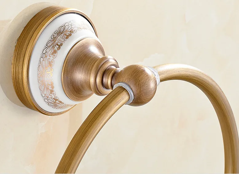 

Free shipping,European antique bronze copper/ceramic bathroom accessories towel rings ceramic towel holder brass material 8864