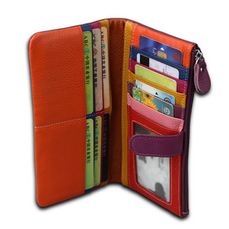 New Women's Purse Genuine Leather Wallets Brand Coin Purses Female Thin Wallet Passport ID Card Holders | Багаж и сумки