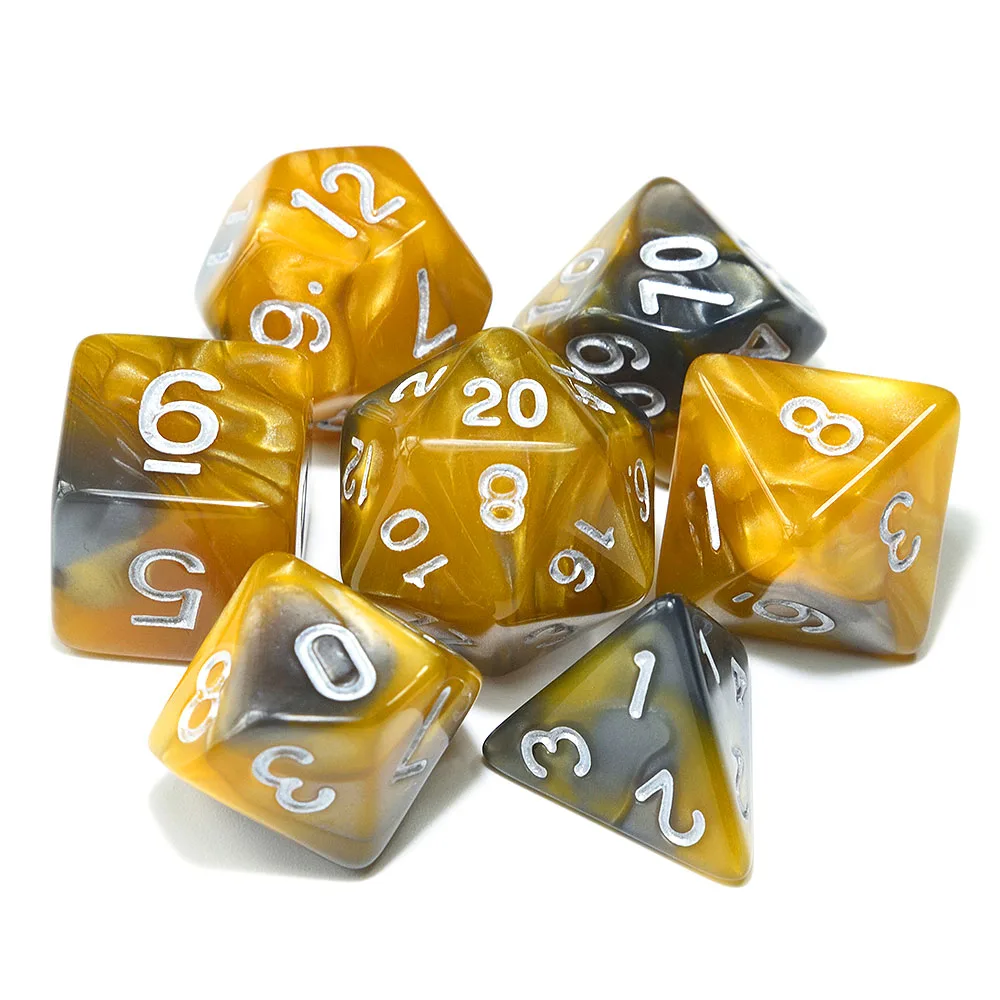21 Yellow Gray Многогранные DnD смешанные цвета кости 7 шт./компл. для ролевой игры «Подземелья и Драконы настольные игры D4, D6, D8, D10, D%, D12, D20 - Цвет: 21 Yellow Gray