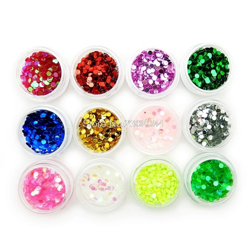 12 Цветов круг Матовый круглый узоры для ногтей с блестками Дизайн вафли 3D